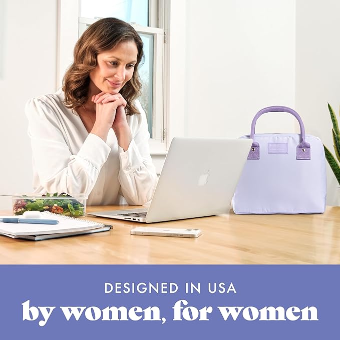 Fit & Fresh Lunch Bag For Women, Insulated Womens Lunch Bag For Work, Leakproof & Stain-Resistant Large Lunch Box For Women With Containers, Zipper Closure Bloomington Lunch Bag, Lavender Scallop