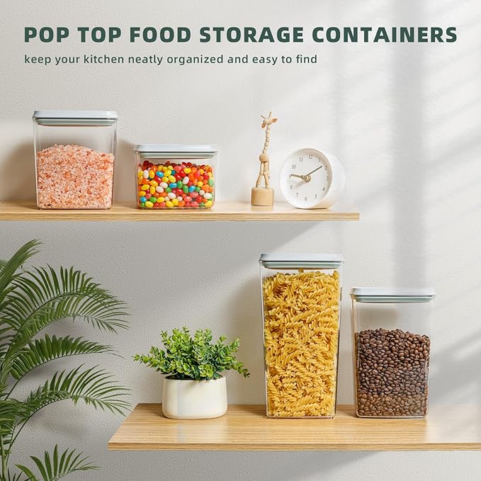 Pop Airtight Containers - 4 Pack BPA-Free Food Storage Containers with Lids and Measurement Marks