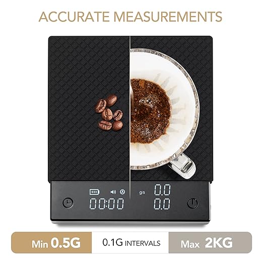 TIMEMORE Exclusive - Black Mirror Basic PRO Coffee Scale with Timer, Flow Rate Measurement, Digital Coffee Scale with 0.1g Precise Graduation, for Espresso Pour Over Drip Coffee, 2000 Grams, Black