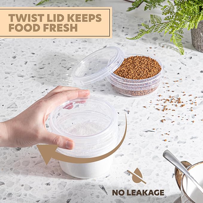 PLASTICPRO 24 Pack Twist Top Containers Assorted Sizes Plastic Food Storage Containers with Clear Twist on Lids Stackable Reusable
