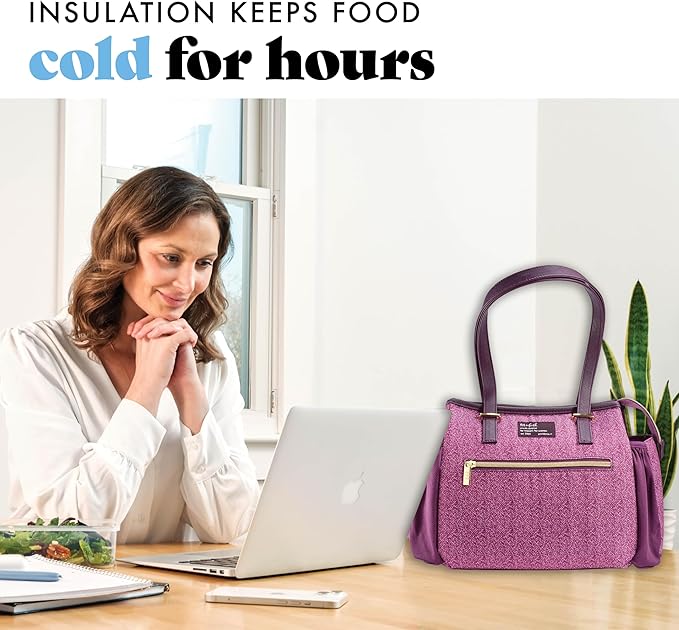 Fit & Fresh Lunch Bag For Women, Insulated Womens Lunch Bag For Work, Leakproof & Stain-Resistant Large Lunch Box For Women With Containers and Zipper Closure Copley Bag, Plum