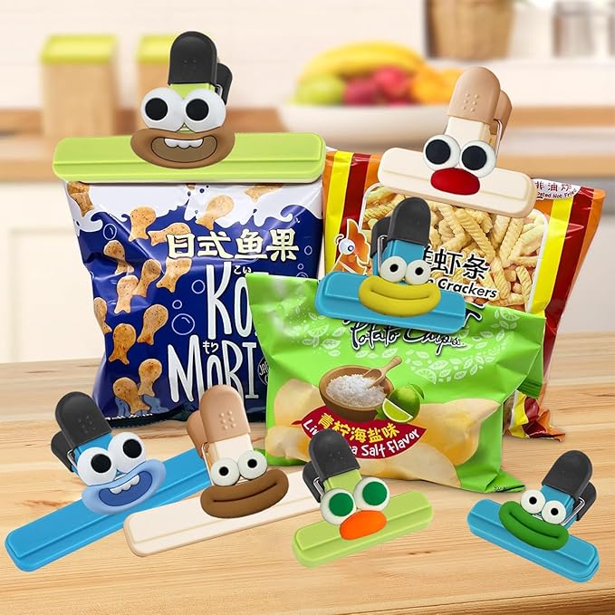 9 Pack DIY Chip Clips Bag Clips Food Clips, Snack Clips Bag Clips for Chips and Other Food Bags, Heavy Duty Sealing Clips for Home Food Storage(3 x L, 6 x S)