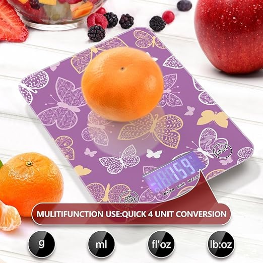 Food Scale Kitchen Scale Food Scales Digital Weight Grams and Ounces Small Electronic Food Scale for Baking Cooking Purple Butterfly