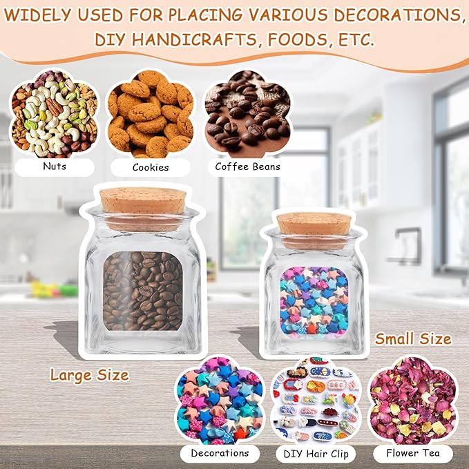 100 pcs Mason Jar Bottles Bags,2 Sizes Reusable Decorative Snack Bags,Ziplock Sealed Plastic Food Saver Storage Pouches for Kitchen Travel Camping Picnic Organizer
