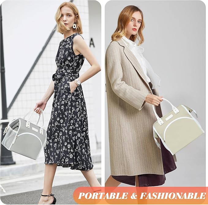 LOKASS Lunch Bag Women Insulated Lunch Box Wide-Open Lunch Tote Bag Large Waterproof Cooler Bag for Work Picnic Hiking Beach(Gray)