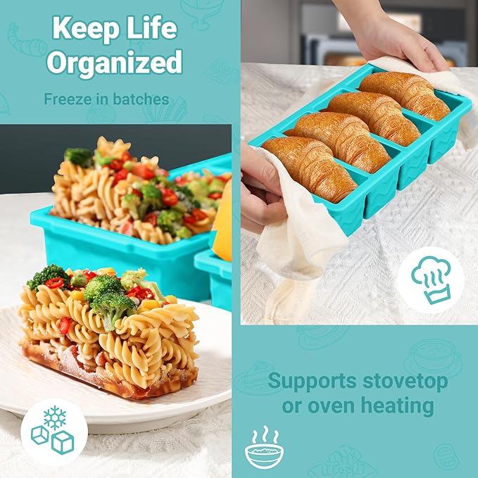 Silicone Freezer Tray for Soup with Lid – 1-Cup Soup Container Style Ice Cube Trays for Freezer, Meal Prep & Food Storage, Freeze 250mL/125mL Portions – 2 Pack