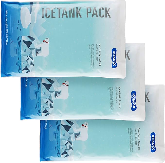 Komax Large Reusable Ice Packs for Coolers – 12 to 15 Hours of Cold Gel Ice Pack for Cooler Set – Slim & Flexible Freezer Packs – Ice Packs for Lunch Bags (3-Pack, 11.4" x 7")