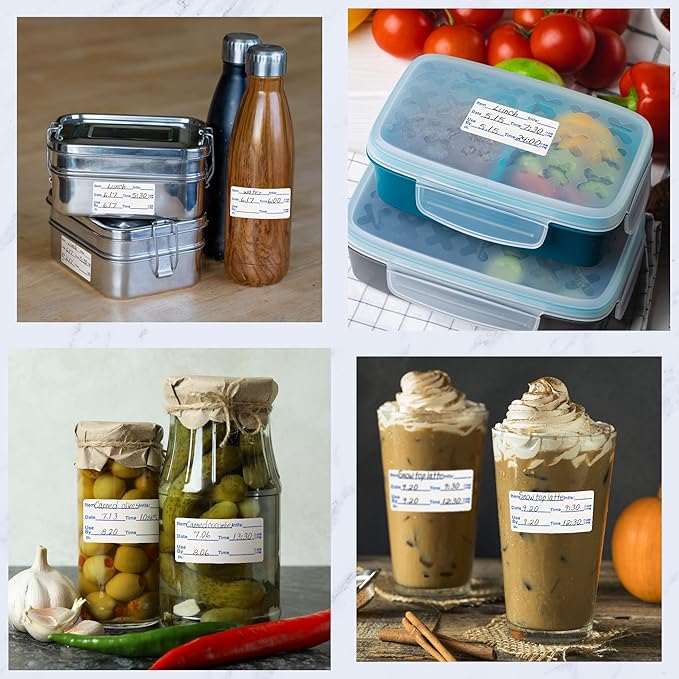 L LIKED 2x1 Dissolvable Labels, 300 Stickers, Use by Food Rotation Labels for Storage and Container (600, Blue)