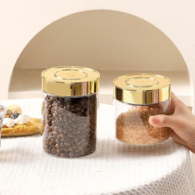 2-Pack Airtight Glass Food Storage Containers - Wide Mouth, One-Touch Locking Lids, Borosilicate Glass for Pantry, Spices, Snacks & Dry Food