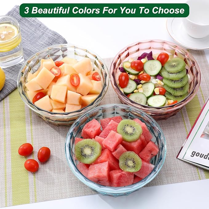 Taiuloo Set of 3 Salad Bowls with Lids, Food Storage Bowls with Lids & Handles, Kitchen Meal Prep Nesting Bowls for Lunch, BPA Free Food Storage Containers, Plastic Salad Serving Bowl Set, Blue