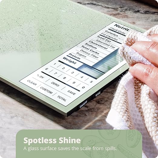 Nutrition Scale by Greater Goods with Food Grade Glass, Perfect for Calorie Counting, Meal Prep, and Weight Loss (Sage Green)