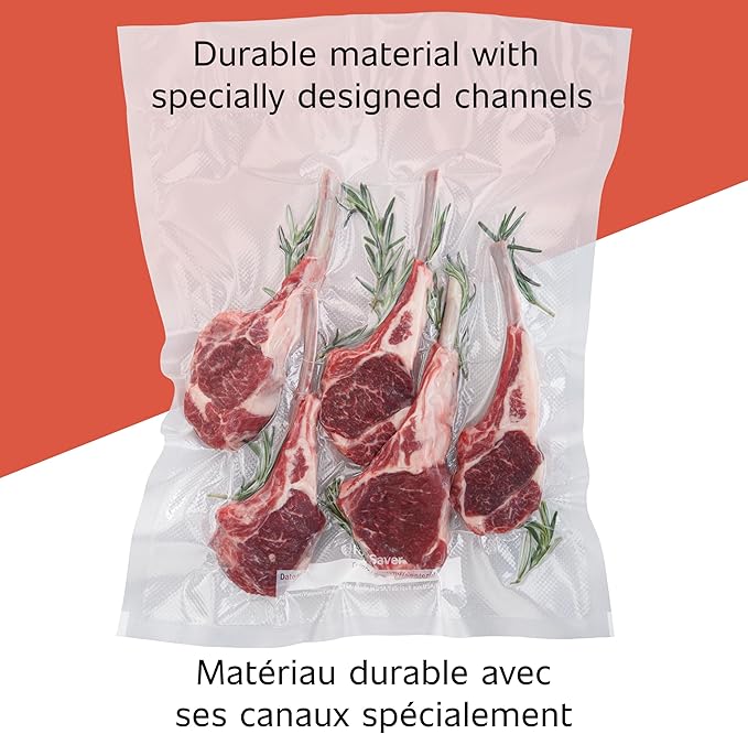 FoodSaver Vacuum Sealer Bags, Rolls for Custom Fit Airtight Food Storage and Sous Vide, 8" x 20' (Pack of 2)