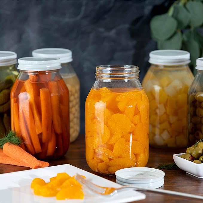12 Pack of 32oz Regular Mouth Jelly Jam Glass Mason Jars and Metal Airtight Lids for Pickling, Fermenting, Canning and Storing. Containers for Pickles, Kombucha, Preserves, Sauces, Kefir, Fruits