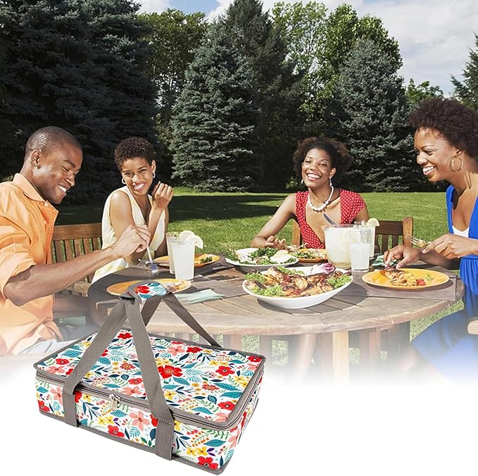 QEES Insulated Casserole Carriers for Hot or Cold Food,Casserole Dish Bag Carrying Case,Food Carrier Warmer Container Bag For Travel Picnic.Pioneer Woman Kitchen Stuff.Fits 9"x13" Baking Dish