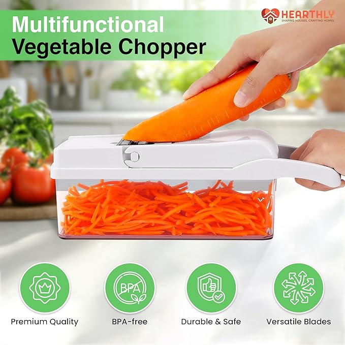 22-in-1 Vegetable Chopper with 13 Blades, Onion Cutter, Egg & Mandoline Slicer, Veggie Dicer with Container – Essential Kitchen Gadget for Meal Prep & Cooking Convenience
