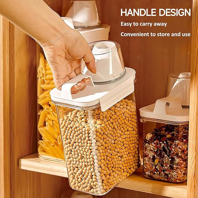 Storage Cereal Organizers Containers Sets , Food Grade BPA free PET Material Reusable,Airtight food storage containers with lids, kitchen organizers and storage Total(2 pcs 2300ml 2 pcs 1100ml)