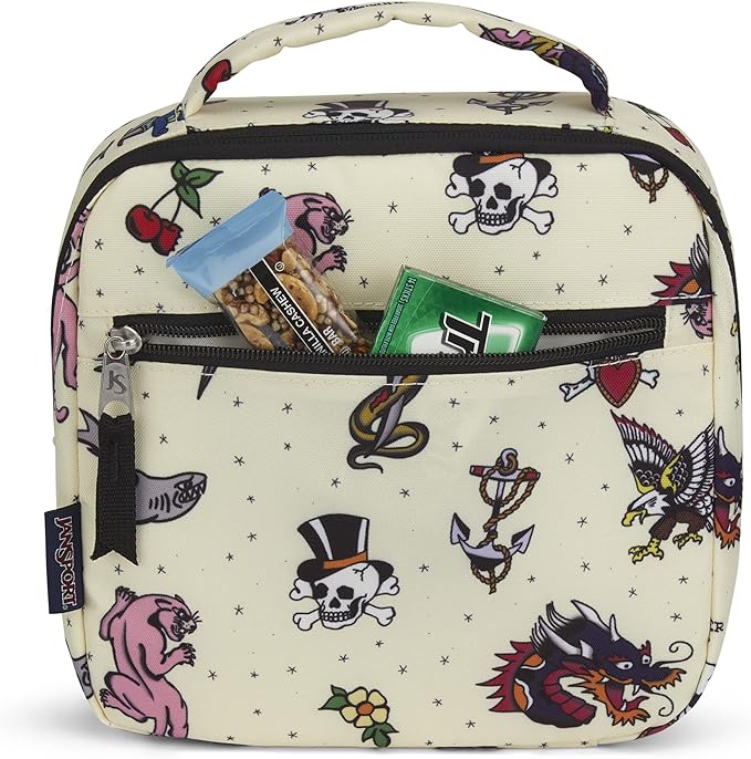 JanSport Lunch Break Insulated Cooler Bag - Leakproof Picnic Tote, Traditional Tats