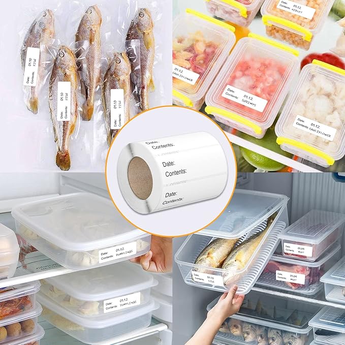 500pcs Food Labels,1 x 3 Inch Freezer Labels Removable for Food Containers, Mason Jar, Water/Oil/Tear Resistant,No Residue Food Storage Labels Perfect for Kitchen