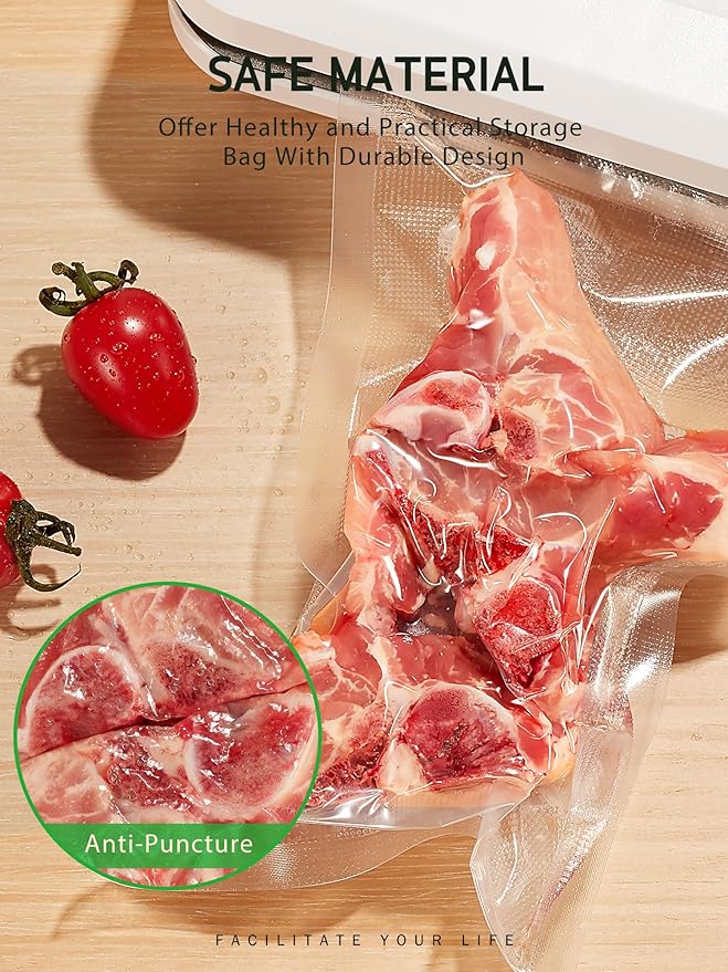 Syntus 200 Count Vacuum Sealer Bags Quart 8 x 12 inch for Seal a Meal, Commercial Grade BPA Free Heavy Duty Precut Seal Bags, Food Vac Bags for Storage, Meal Prep or Sous Vide