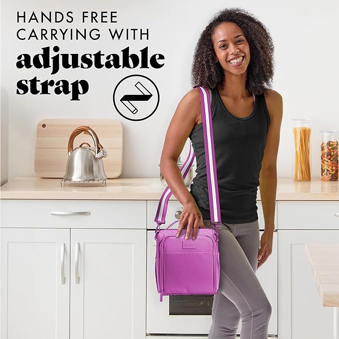 Fit & Fresh BREE Meal Prep Lunch Box With Containers, Ice Pack, and Shaker Bottle For Men and Women, 6pc. Meal Prep Kit Lunch Bag With Containers Included, Mauve