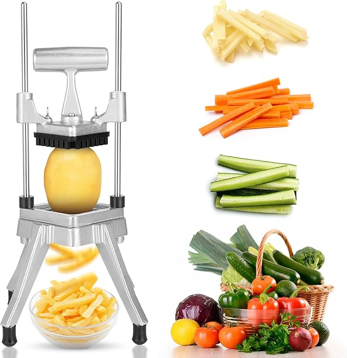 WICHEMI Commercial Chopper Dicer Vegetable Chopper Dicer Commercial Onion Chopper Dicer Potatoe Cutter Stainless Steel Fruit Vegetable Chopper French Fry Cutter Heavy Duty Food Dicer Cutter (3/8")