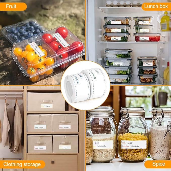 Removable Labels Easy Clean No Residue,Food Containers Labels Roll, Refrigerator Freezer Paper Label.Kitchen (1 Rolls 150 Labels)