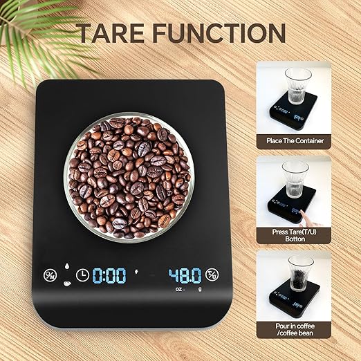 Mini Coffee Scale with Timer 3kg/0.1g, High Accurate Rechargeable Espresso Scale for Espresso, Pour-Over Coffee and Great French Press, with Automatic Timing