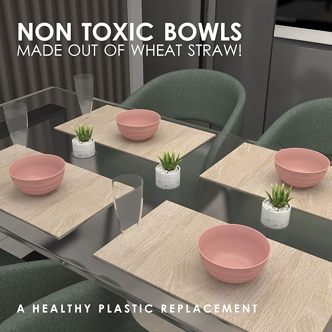 6 Wheat Straw Bowls 60 OZ - Microwave Safe Bowls - Big Bowls For Kitchen - Extra Large Cereal Bowls - Large Soup Bowls Set Of 6 - Replace Large Plastic Bowl - Deep Bowls For Soup Salad Rice