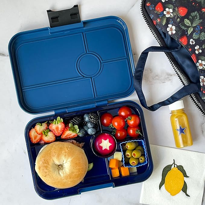 Yumbox Tapas Leakproof Bento Lunch Box Container (Monte Carlo Blue with Shark Tray) 4 Compartment Sandwich Friendly Tray. Pack Sandwiches, Wraps, Bagels and more.