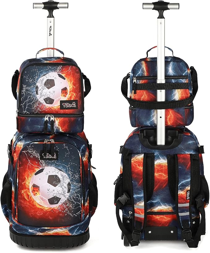 Tilami Lunch Bags Insulated Adjustable Strap Zipper, Water-Resistant Cooler Bags, Bento Bags for Kids Toddlers, Football