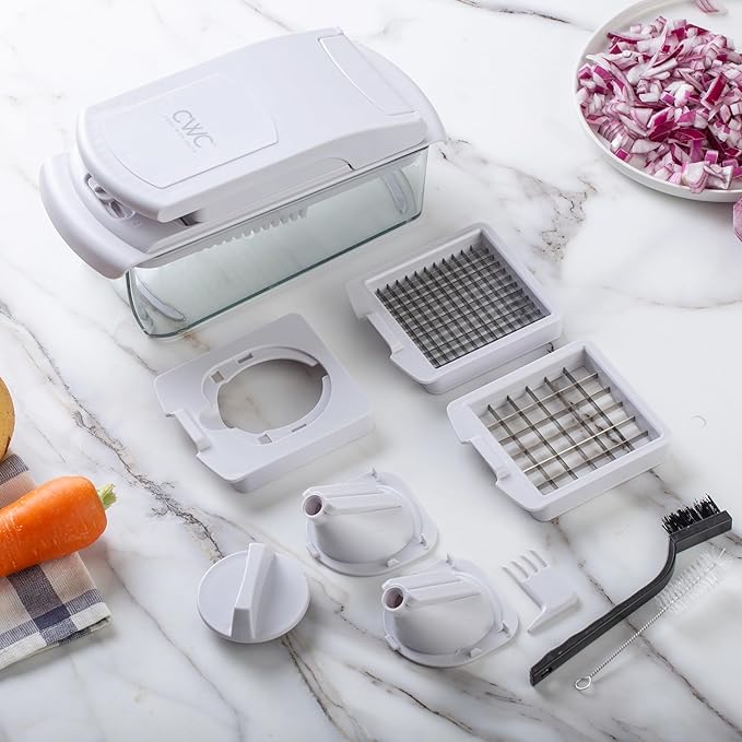 Cook with Color Vegetable Chopper - Multifunctional 11 in 1 Vegetable Chopper with Container - Food Chopper to Dice, Chop, Slice, Julienne and Spiralize, Gray