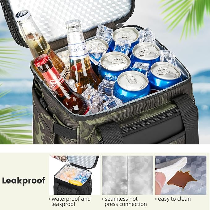 Insulated Lunch Bag & Lunch Box for Men - Double Deck Reusable Lunch Bag for Women Tote Cooler Bag Leakproof Soft Expandable - Large Lunchbox for Work/Adult/Picnic/Outdoor (Camo,15L)