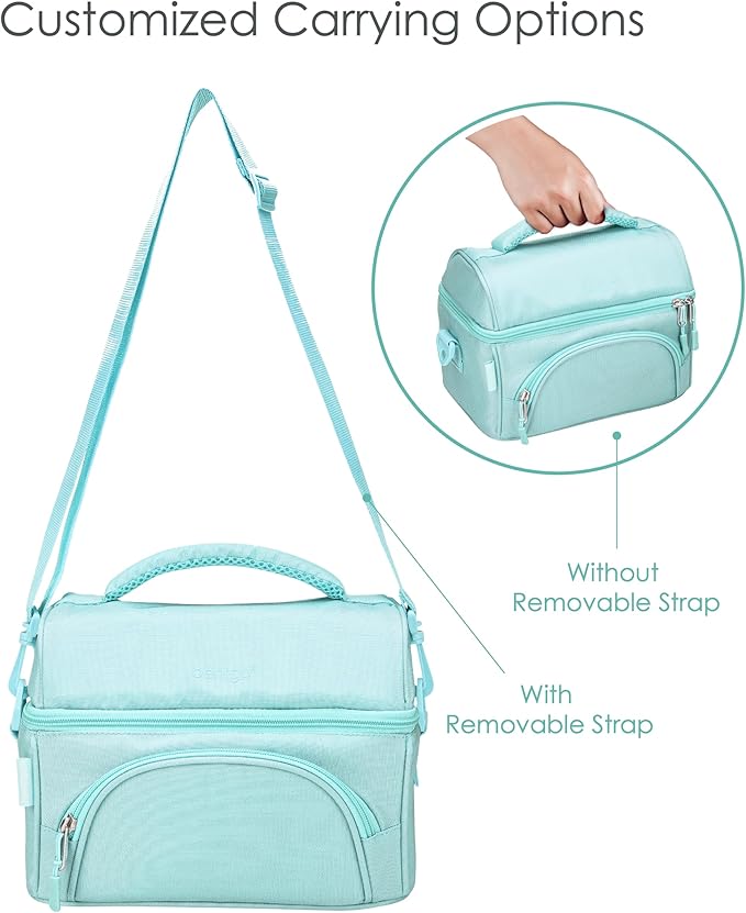 Bentgo Deluxe Lunch Bag - Durable and Insulated Lunch Tote with Zippered Outer Pocket, Internal Mesh Pocket, Padded & Adjustable Straps, & 2-Way Zippers - Fits Most Lunch Boxes (Coastal Aqua)