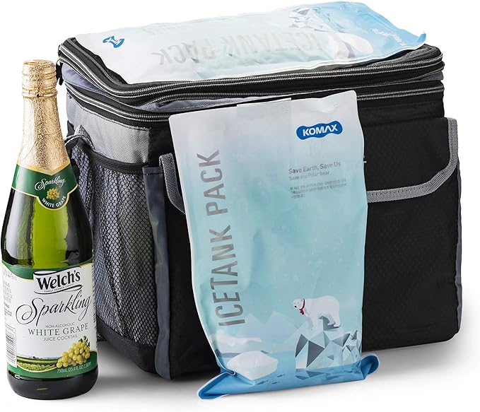 Komax Large Reusable Ice Packs for Coolers – 12 to 15 Hours of Cold Gel Ice Pack for Cooler Set – Slim & Flexible Freezer Packs – Ice Packs for Lunch Bags (3-Pack, 11.4" x 7")