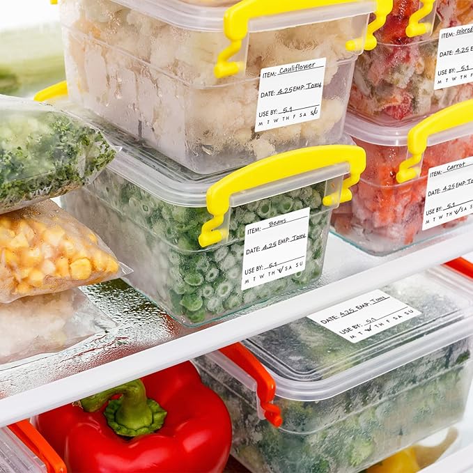 L LIKED 250 Dissolvable Labels 2"x 2" Use by Food Rotation Storage Label,Freezer Label Washable in Dishwasher