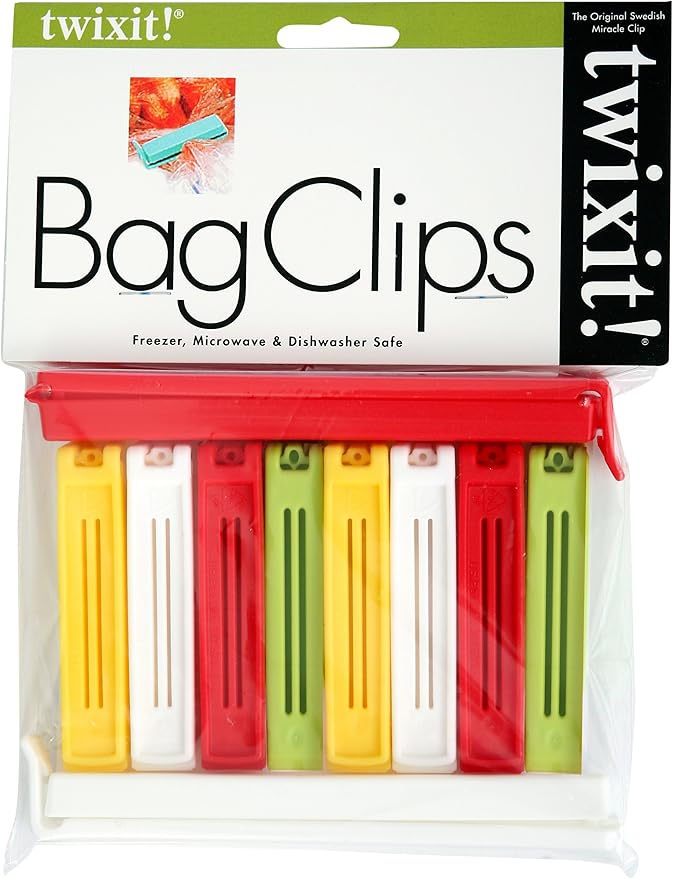 LINDEN SWEDEN Twixit Bag Clips - Set of 2 - Keep Food Fresh, Prevent Spillage - Great for Storage and Organization - Microwave, Freezer and Dishwasher-Safe - BPA-Free, Super