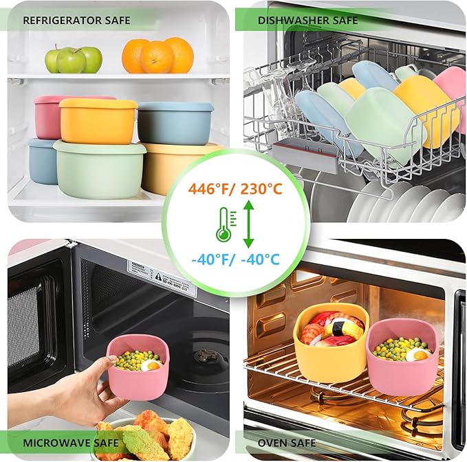 4Pcs Silicone Food Storage Containers with Lids,BPA Free Reusable Silicone Storage Containers for Food Freezer Containers Freezer Dishwasher Safe (33.8oz, 20oz, 10oz, 6.7oz) (green)