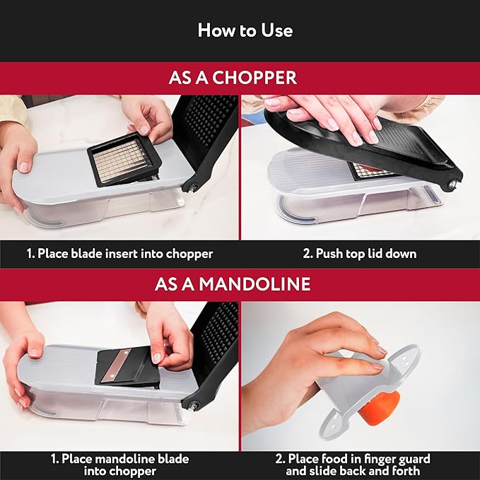 Fullstar Vegetable Chopper, Mandoline Slicer - Cheese Grater, Food Chopper with Container, Kitchen Gadgets, Home Essentials (10-in-1, White/Black)