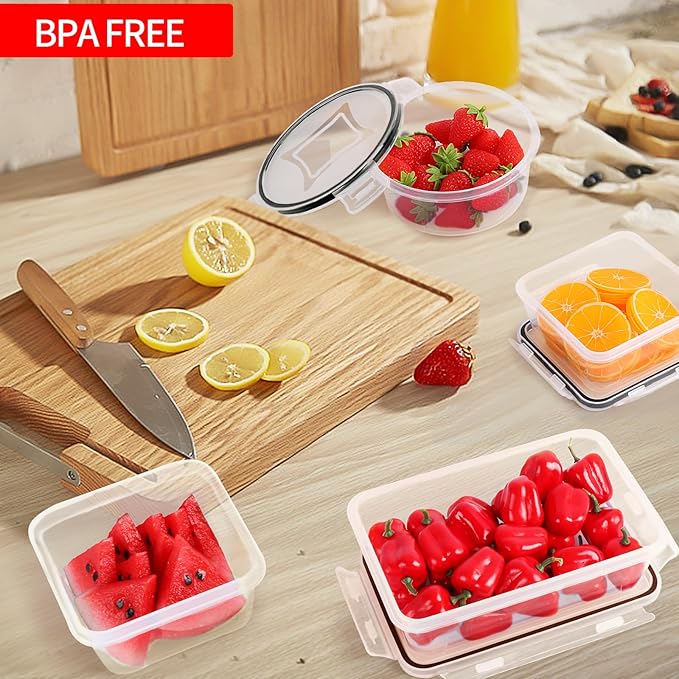 Skroam 36 Pack Food Storage Containers (18 Airtight Kitchen Storage & 18 Lids), Plastic BPA-Free Meal Prep Container for Pantry Organizers and Storage with Free Labels & Marker