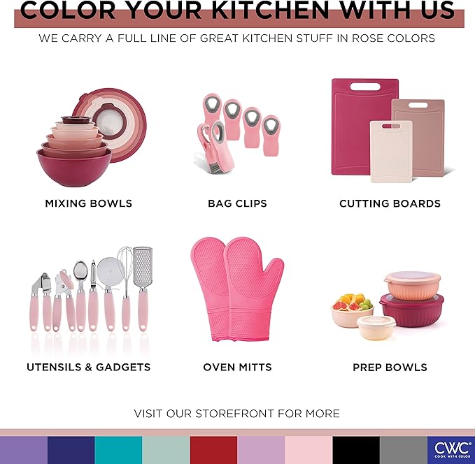 COOK WITH COLOR Cute Bag Clips - Funny Snack Clips, Magnetic Chip Clips for Bags - Kitchen and Food Bag Clips for Airtight Seal for Food Storage, Pink, Pack of 10