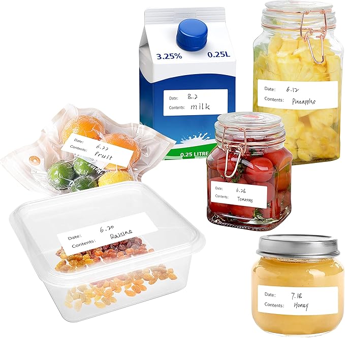 500 Freezer Refrigerator Food Labels Reminder Water Oil Resistant in Roll with Perforation Line,Removable Adhesive