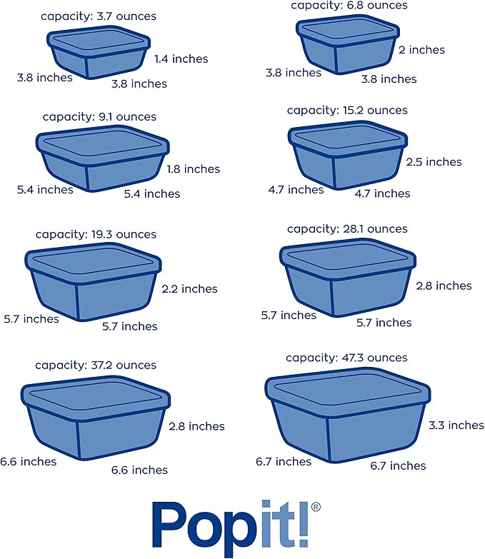 8 Clear Food Storage Containers Set, Microwave and Freezer Safe, Little Big Box