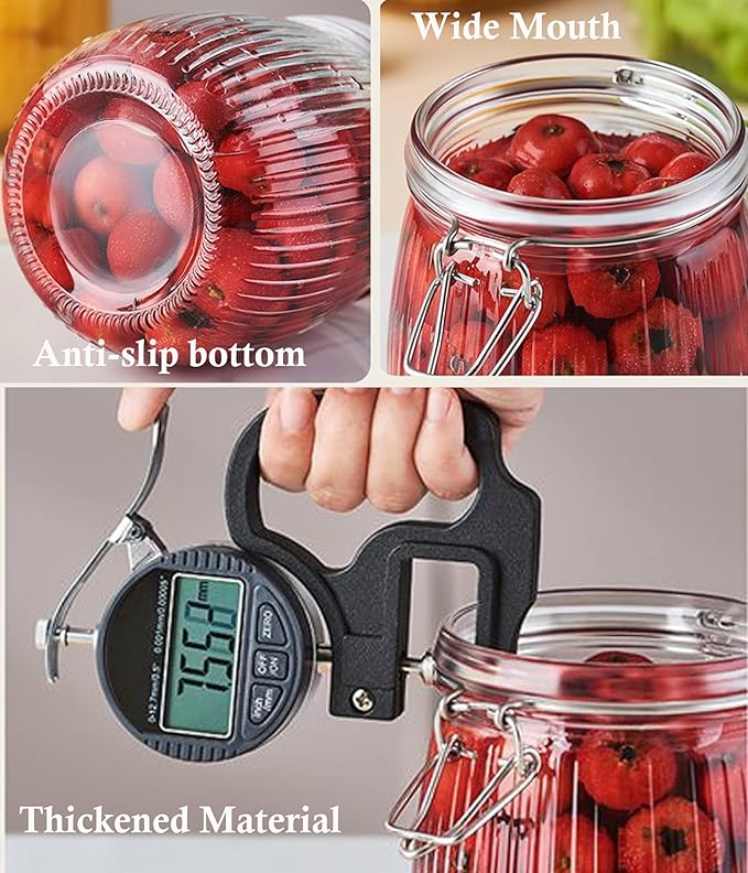 GMEPOCH Glass Jars With Airtight Lid 16 Oz-6 Set Sealed Wide Mouth Glass Storage Jars Food Canister Leakproof For Kitchen Pantry Fruits Coffee Beans Nuts Baking Goods Tea Spice Cereal Candies