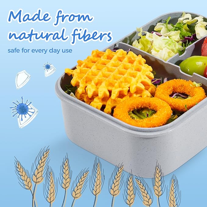MISS BIG® Bento Box,Bento Box Adult,Lunch Box,Ideal Leak Proof Lunch Containers,No BPAs and No Chemical Dyes Bento Lunch Box,Dishwasher and Microwave Safe Lunch Containers for Adults(1900ml Gray)