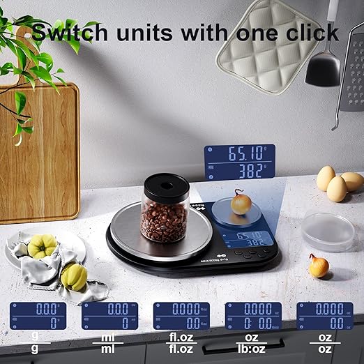 Dual Platform Kitchen Scale, Digital Food Scale Weighs Up to 5kg & 300g,Digital Scale with Stainless Steel Weighing pan, Ideal for Cooking, Baking and Food