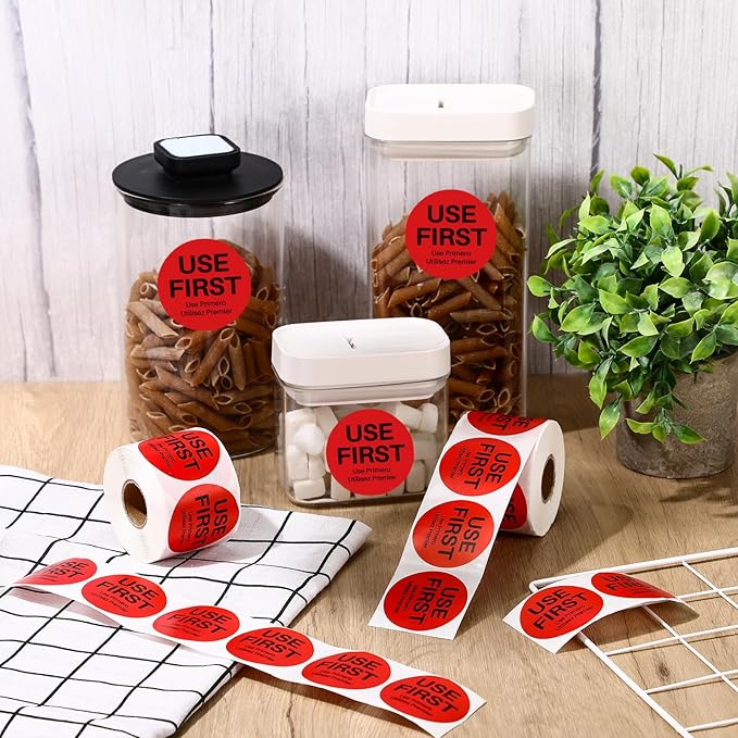 Epakh 1000 Pcs 2 Inch Use First Stickers Food Service Inventory Control Labels for Restaurant Permanent Adhesive Food Labels Circle Dot Paper(Red)