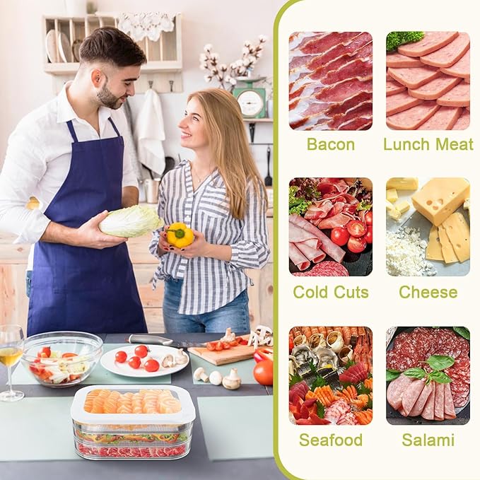 3 Pcs Deli Meat Container for Fridge, Stackable Bacon Lunch Meat Container for Refrigerator, Food Storage Boxes with 3 Lids for Cold Cuts, Cheese, Lunchmeat, Salami, Meal Prep Containers