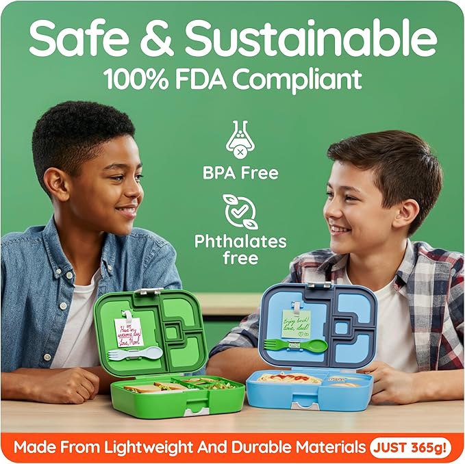 toddler bento box for daycare offers ideal portion sizes. Leakproof, lightweight and dishwasher-safe, this durable bento box for kids & toddler is also BPA-free, available in Sky Blue.
