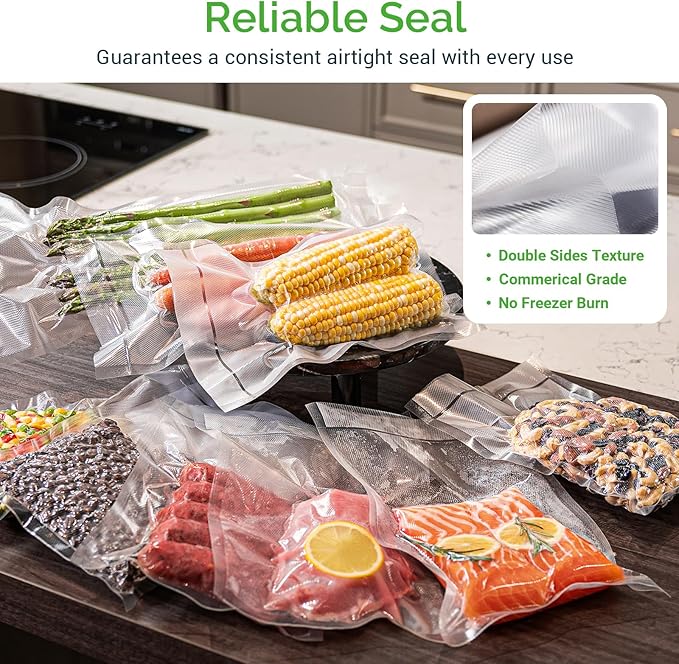GERYON Vacuum Sealer Bags Rolls, 8x50ft & 11x50ft for Food Storage, Double Sided Texture, BPA-Free, Heavy Duty, Great for Vacuum Seal storage, Meal Prep or Sous Vide