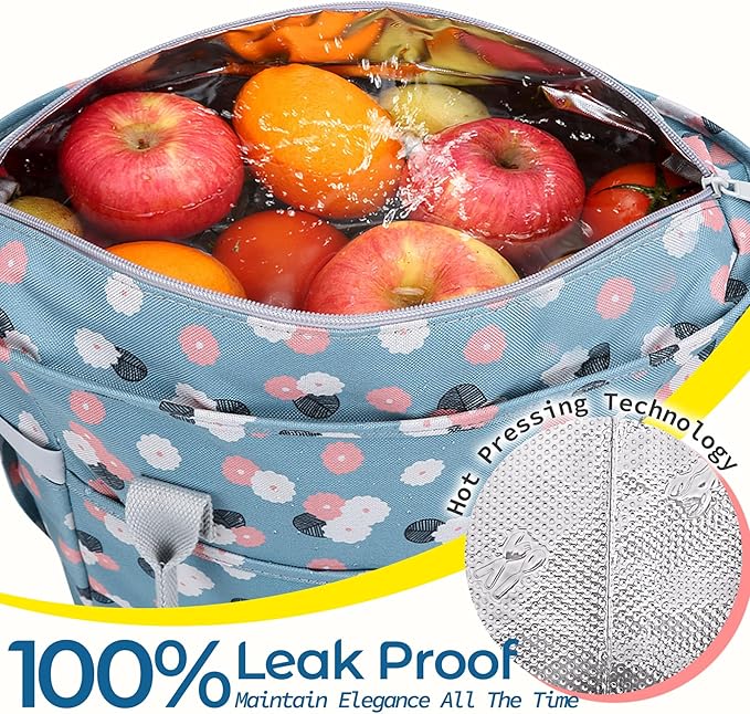 KIPBELIF Cute&Classy Roomy Insulated Lunch Bags for Women - Stylish & Functional Large Tote Adult Lunch Box for Working & Picnic